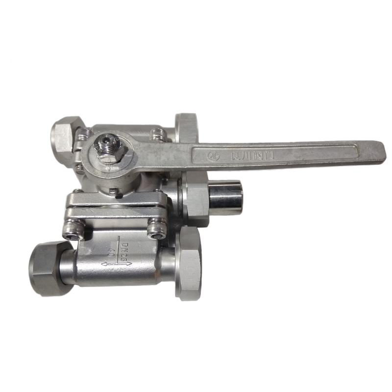 Stainless Steel Cryogenic 3 Way Ball Valve DN25 For LNG / LOX /  Liquild Gas